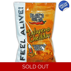 Jalapeno Cheddar Potato Chips | Blair's Death Rain Hot Crisps